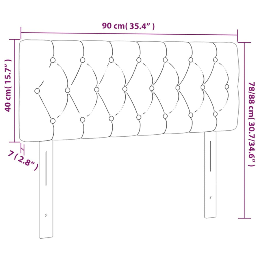 Hoofdbord Led Fluweel 90 x 7 x 78/88 cm Zwart