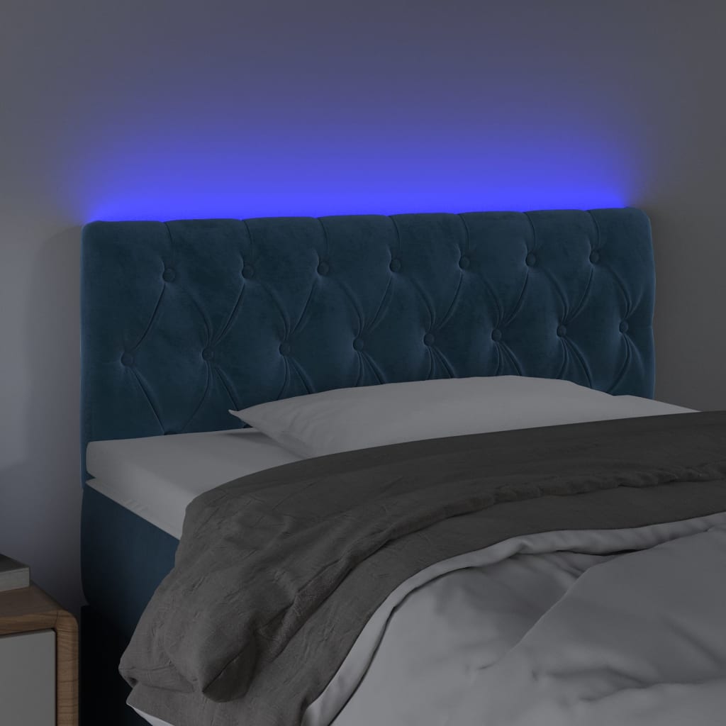 Hoofdbord Led Fluweel 90 x 7 x 78/88 cm Donkerblauw
