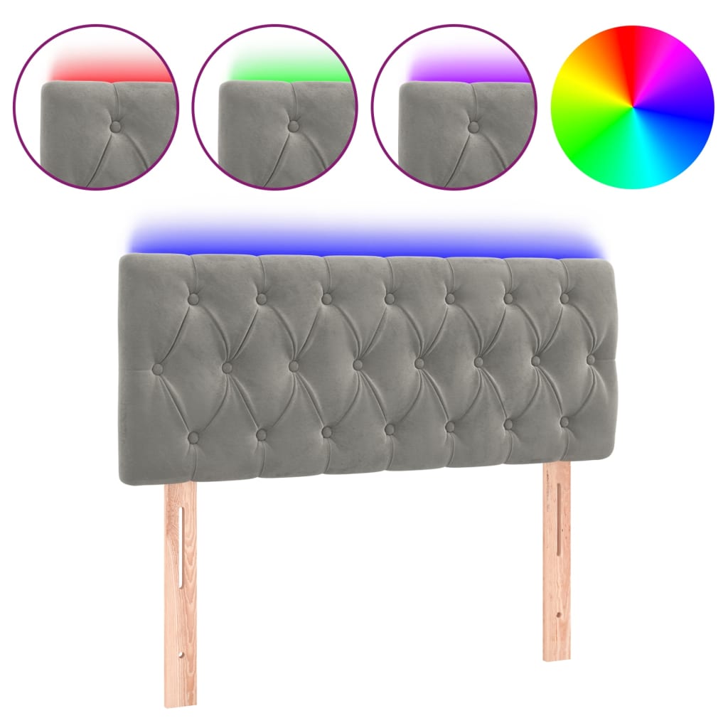 Hoofdbord Led Fluweel 100 x 7 x 78/88 cm Lichtgrijs