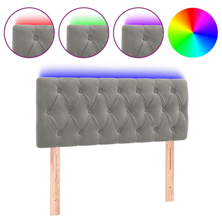 Hoofdbord Led Fluweel 100 x 7 x 78/88 cm Lichtgrijs