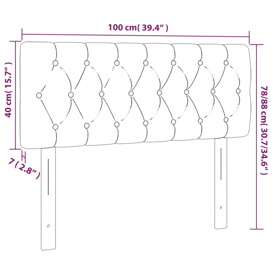 Hoofdbord Led Fluweel 100 x 7 x 78/88 cm Lichtgrijs