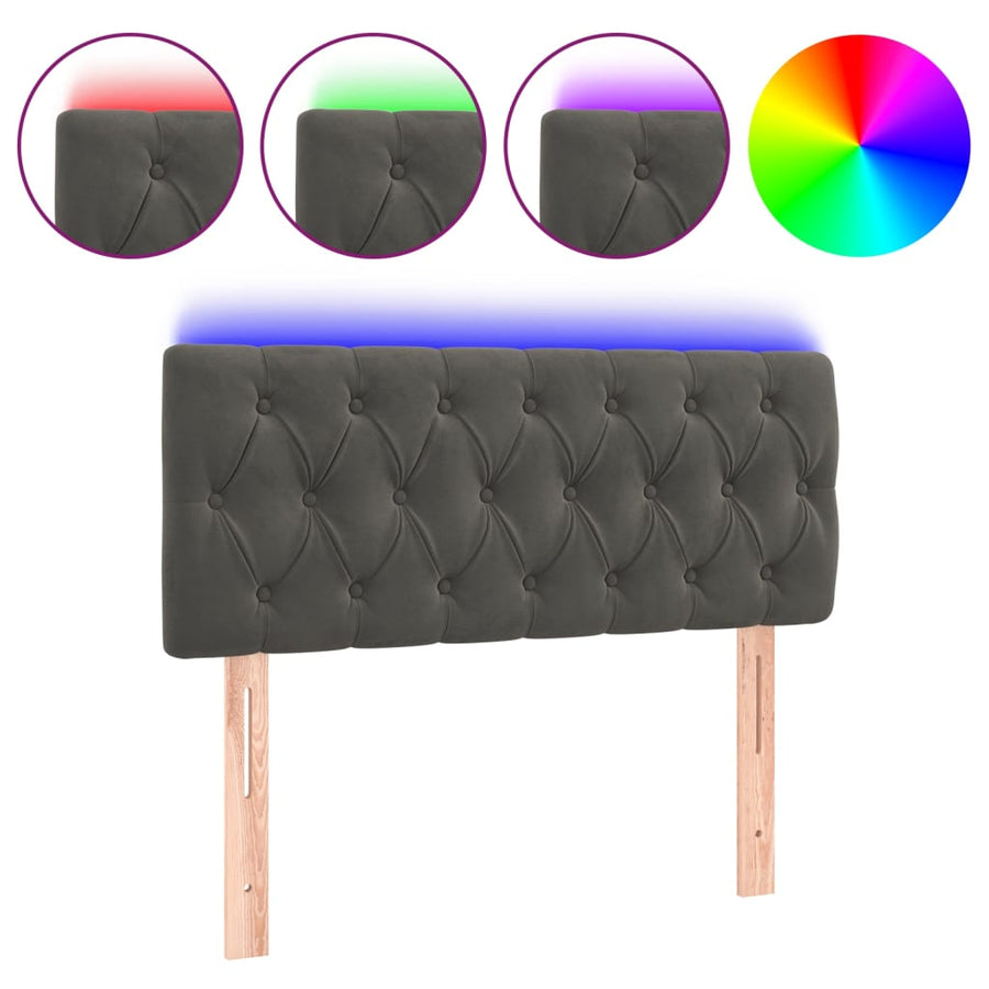 Hoofdbord Led Fluweel 100 x 7 x 78/88 cm Donkergrijs