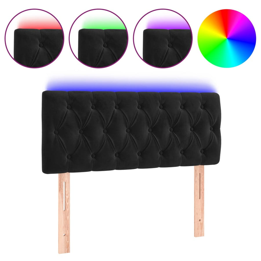 Hoofdbord Led Fluweel 100 x 7 x 78/88 cm Zwart