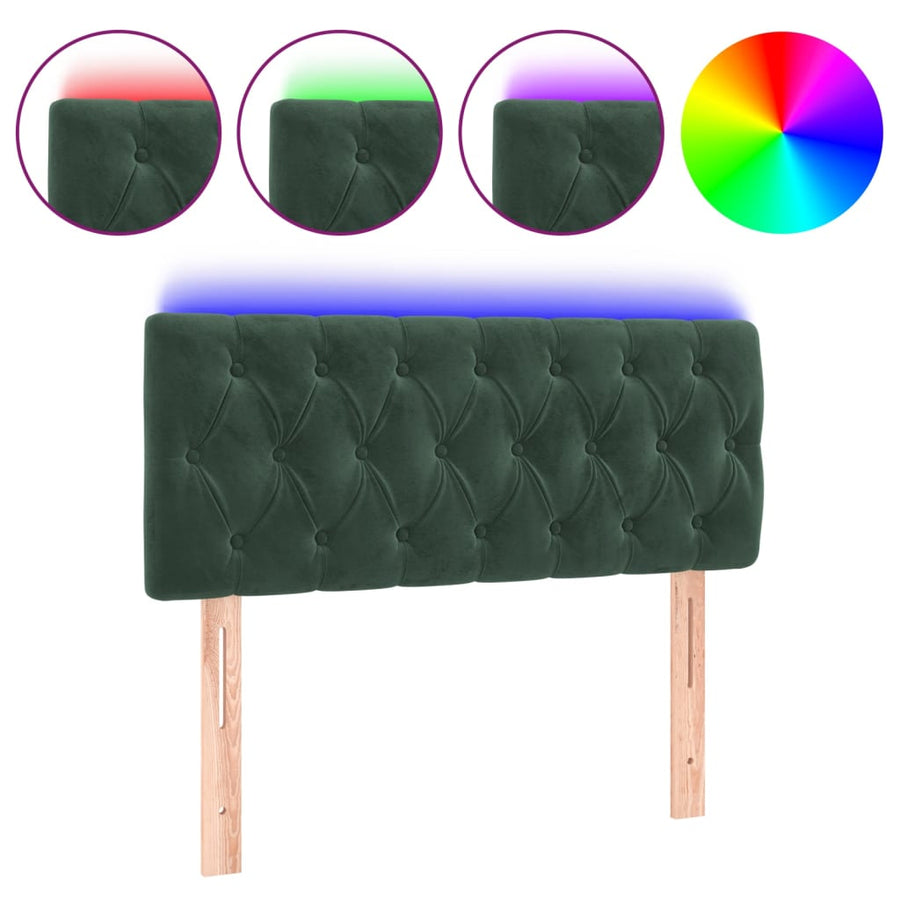 Hoofdbord Led Fluweel 100 x 7 x 78/88 cm Donkergroen