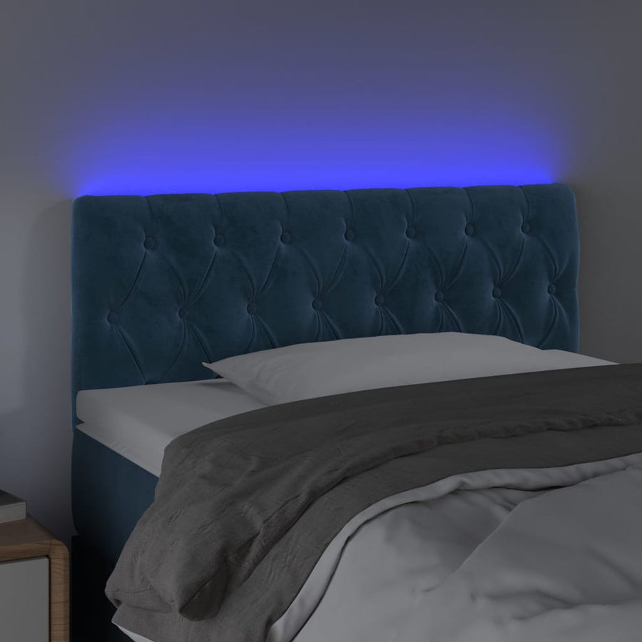 Hoofdbord Led Fluweel 100 x 7 x 78/88 cm Donkerblauw