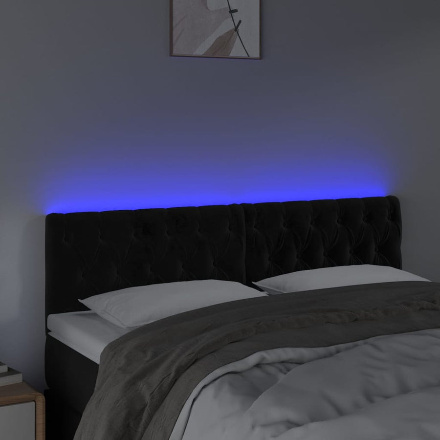 Hoofdbord Led Fluweel 144 x 7 x 78/88 cm Zwart