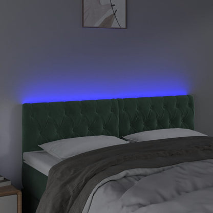 Hoofdbord Led Fluweel 144 x 7 x 78/88 cm Donkergroen