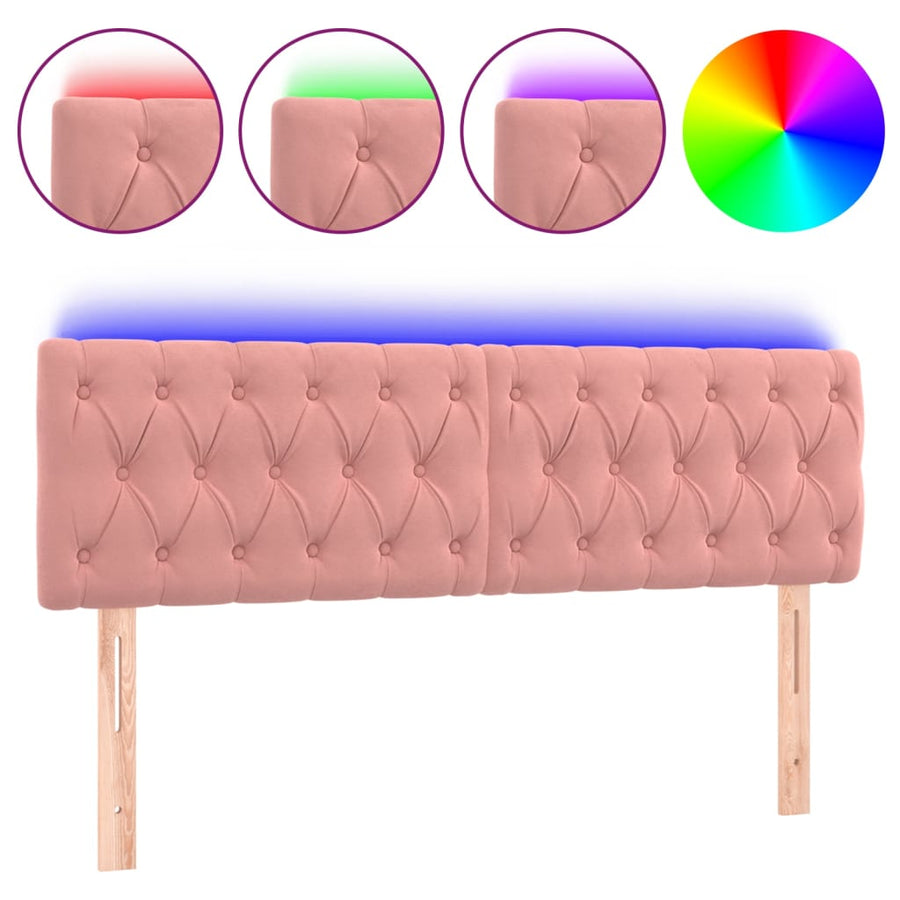 Hoofdbord Led Fluweel 1 144 x 7 x 78/88 cm Roze