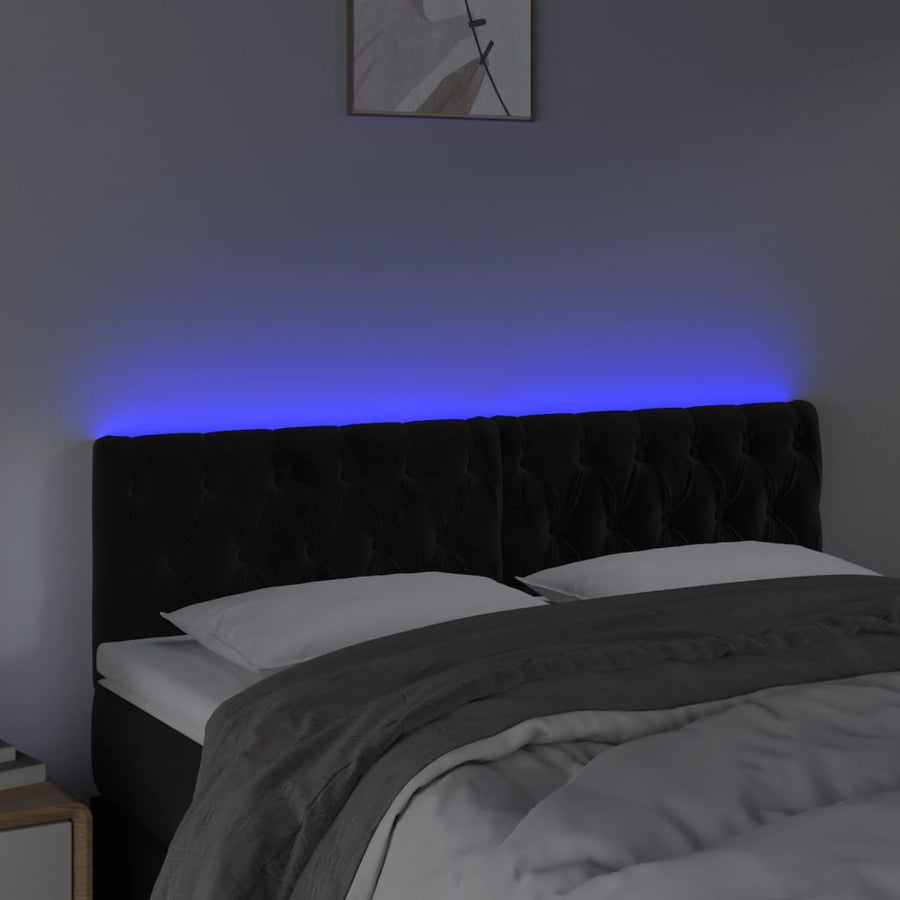 Hoofdbord Led Fluweel 160 x 7 x 78/88 cm Zwart