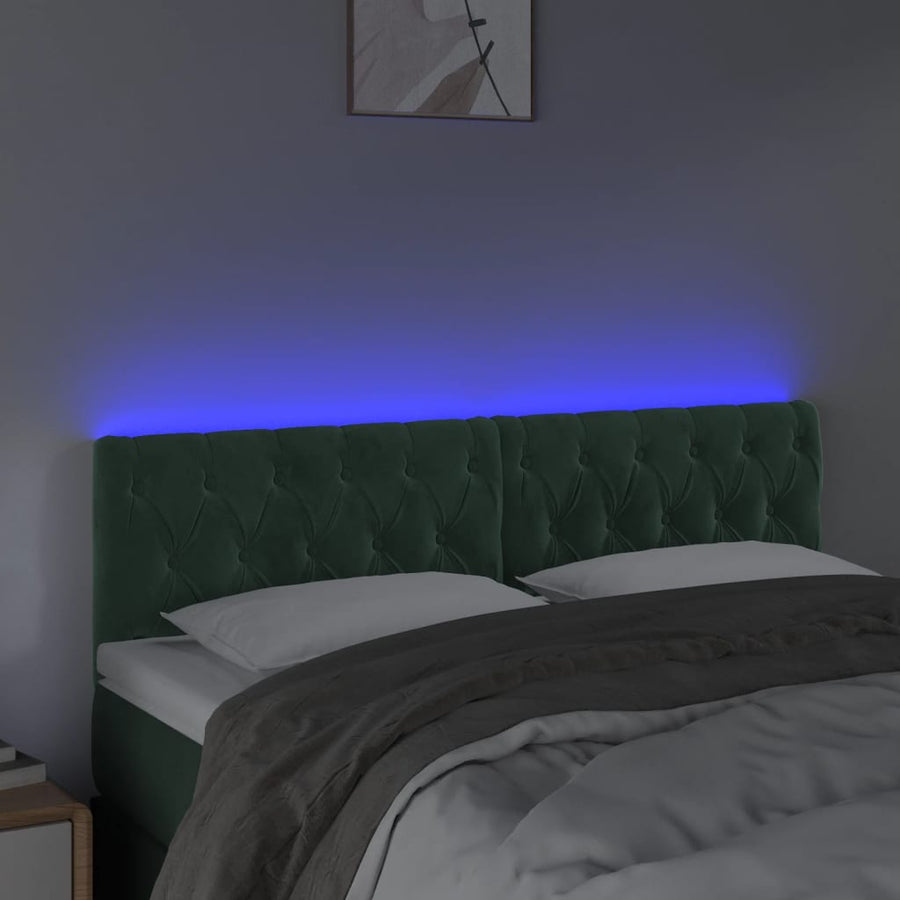 Hoofdbord Led Fluweel 160 x 7 x 78/88 cm Donkergroen