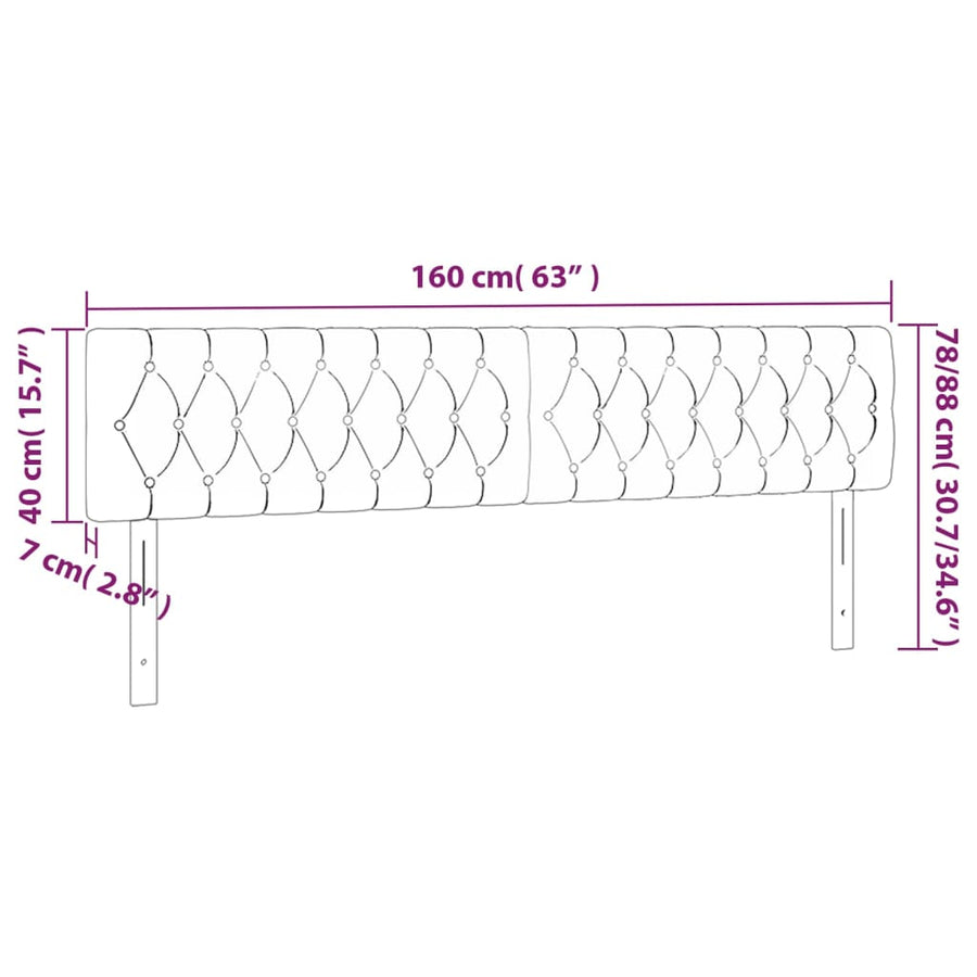 Hoofdbord Led Fluweel 160 x 7 x 78/88 cm Roze