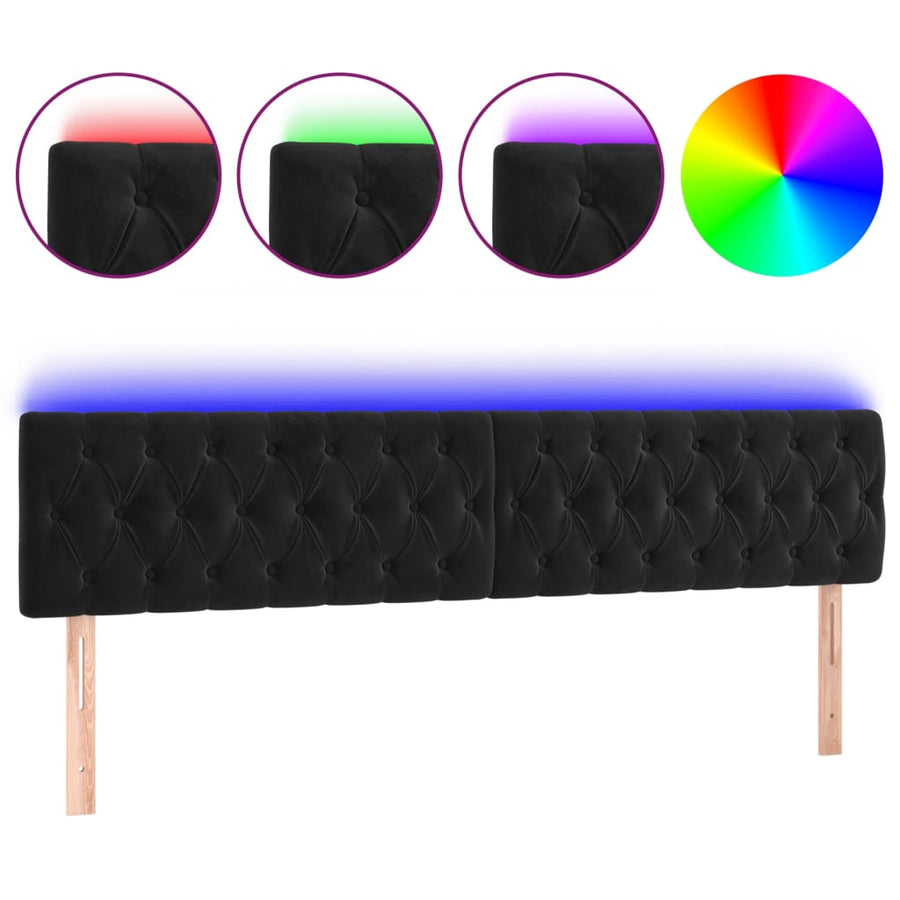 Hoofdbord Led 180X7X78/88 Cm Fluweel Zwart 180 x 7 x 78/88 cm