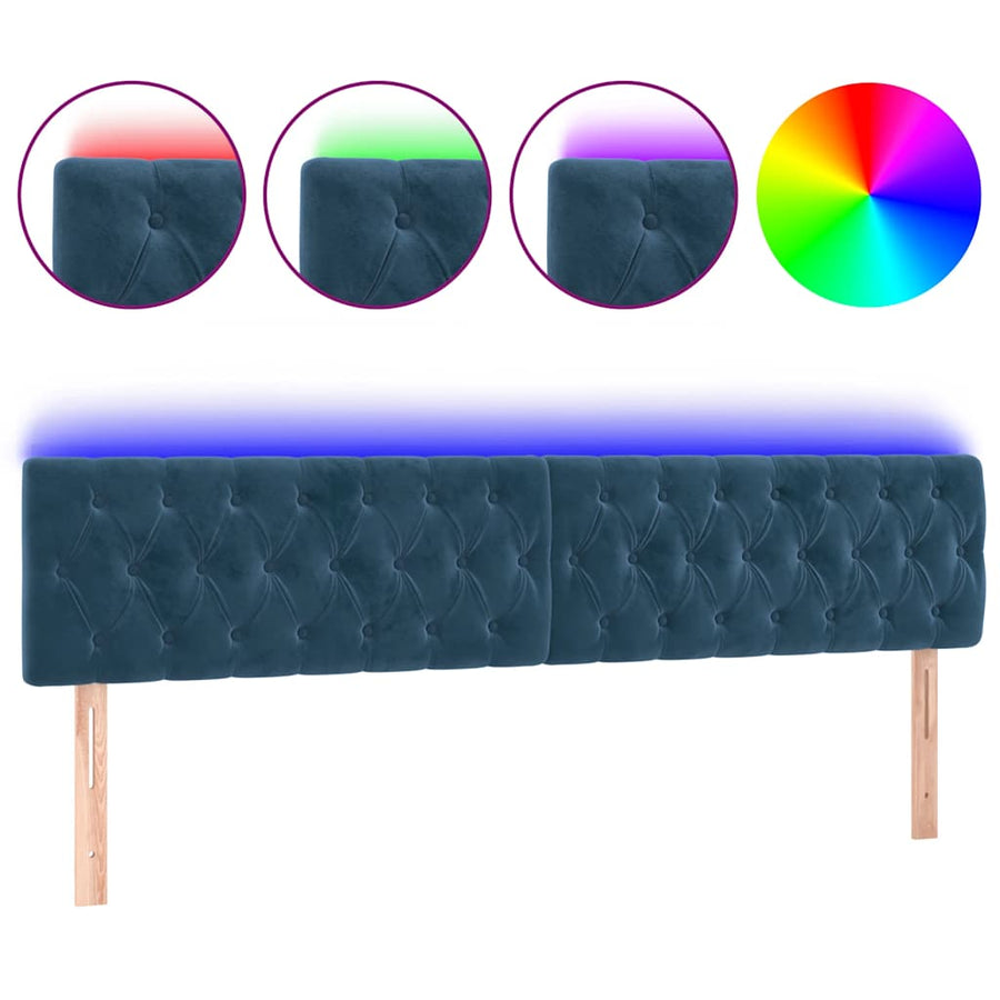 Hoofdbord LED 180x7x78/88 cm fluweel donkerblauw