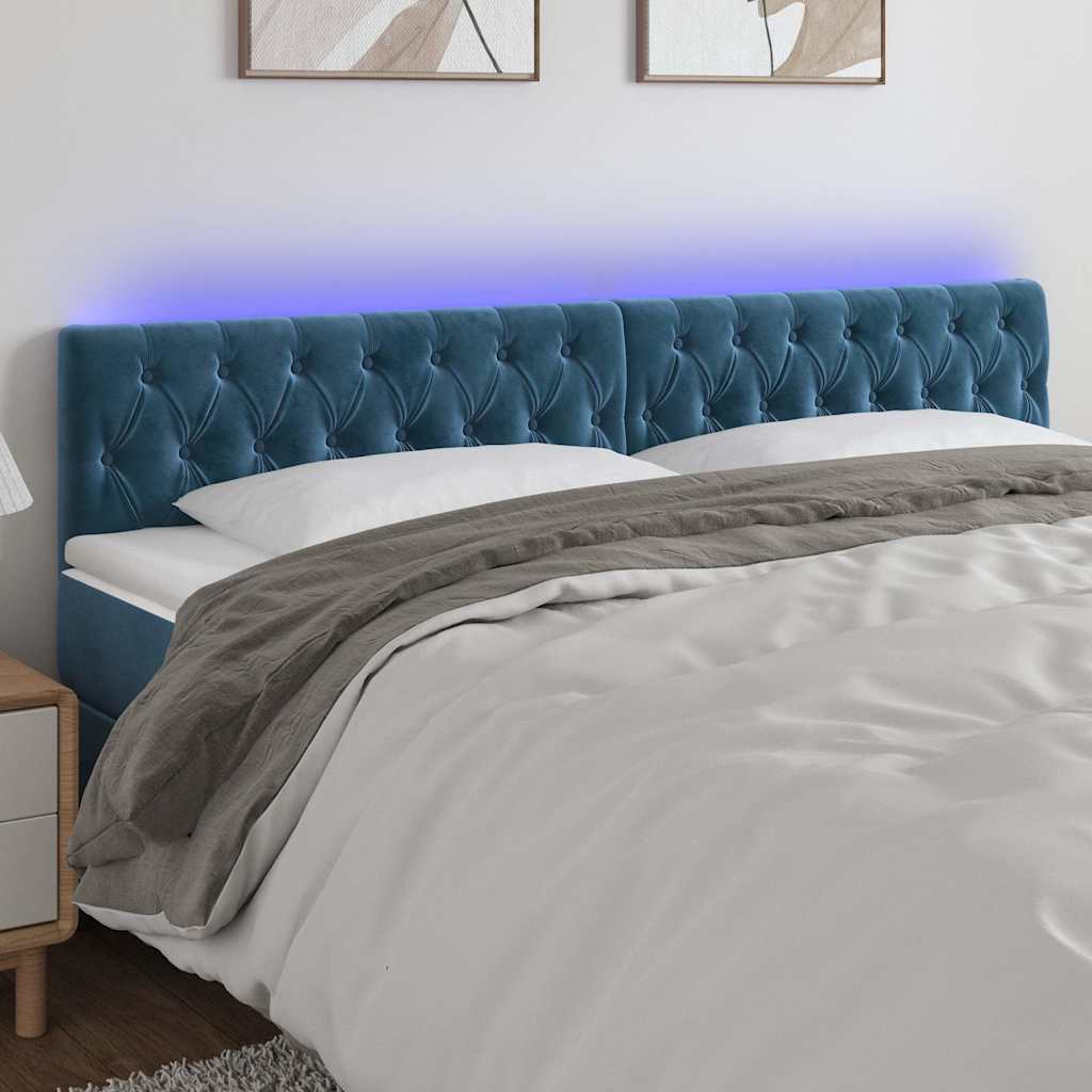 Hoofdbord LED 180x7x78/88 cm fluweel donkerblauw