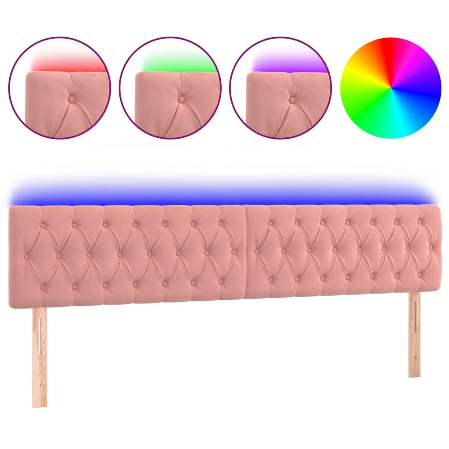 Hoofdbord Led 180X7X78/88 Cm Fluweel Roze 180 x 7 x 78/88 cm