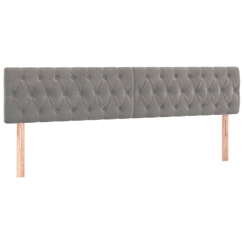 Hoofdbord Led Fluweel 200 x 7 x 78/88 cm Lichtgrijs