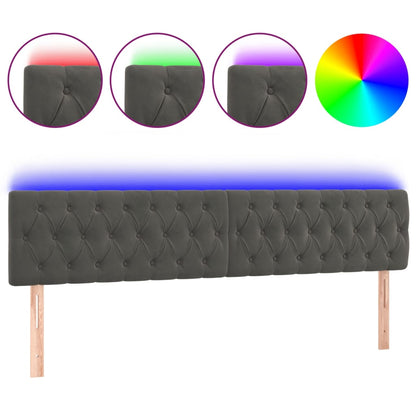 Hoofdbord Led Fluweel 200 x 7 x 78/88 cm Donkergrijs