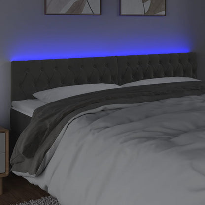Hoofdbord Led Fluweel 200 x 7 x 78/88 cm Donkergrijs