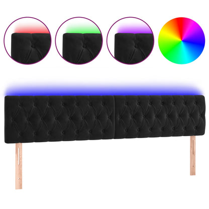 Hoofdbord Led Fluweel 200 x 7 x 78/88 cm Zwart