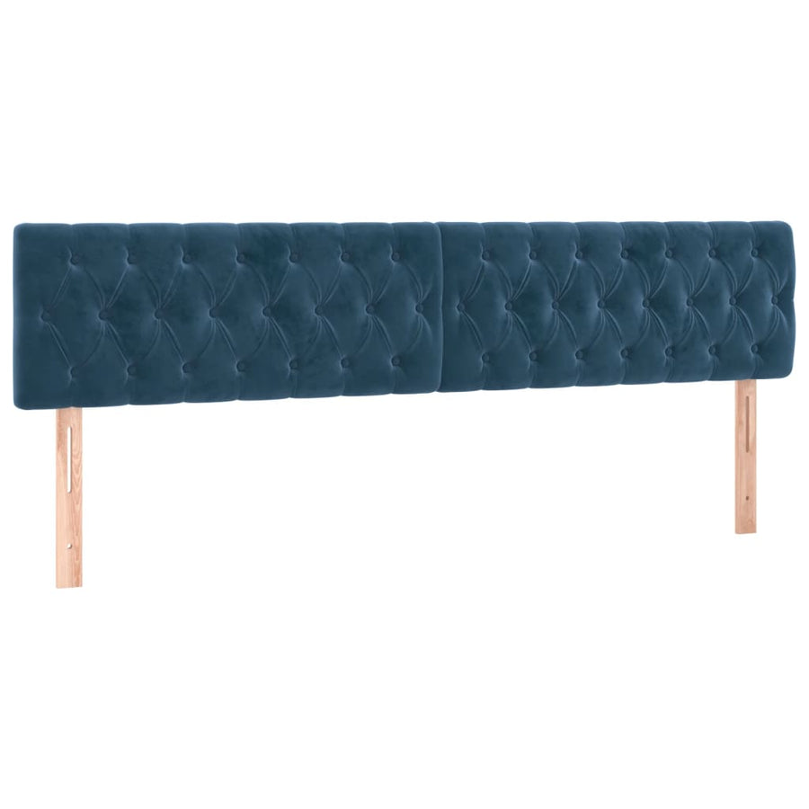 Hoofdbord Led Fluweel 200 x 7 x 78/88 cm Donkerblauw