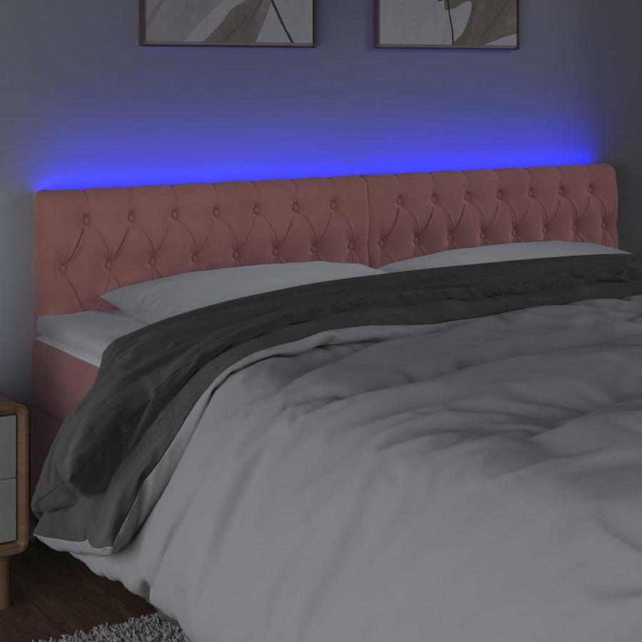 Hoofdbord Led Fluweel 200 x 7 x 78/88 cm Roze