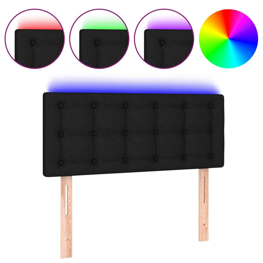 Hoofdbord LED 80x5x78/88 cm stof zwart 80 x 5 x 78/88 cm Zwart
