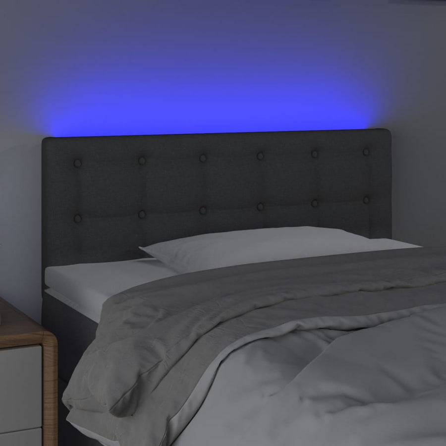 Hoofdbord LED 100x5x78/88 cm stof donkergrijs 100 x 5 x 78/88 cm Donkergrijs