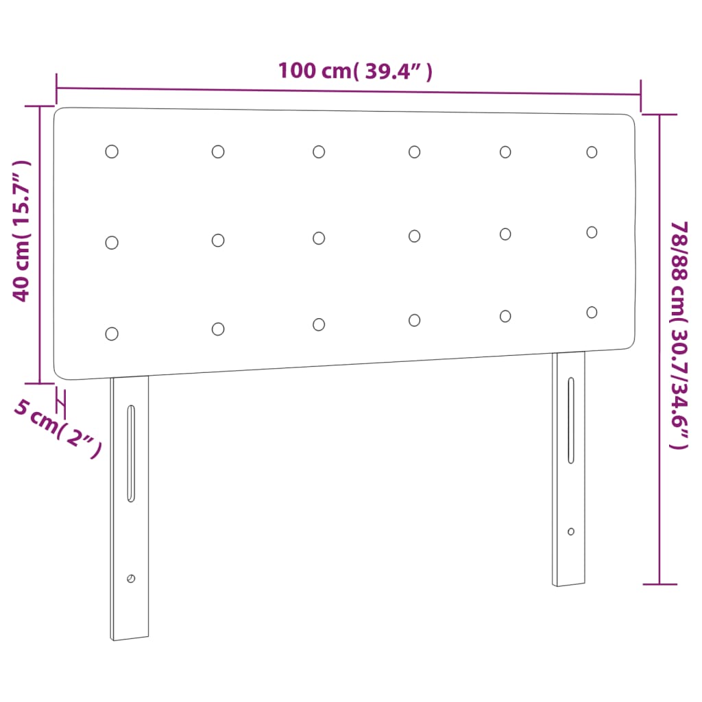 Hoofdbord LED 100x5x78/88 cm stof crèmekleurig 100 x 5 x 78/88 cm Crème