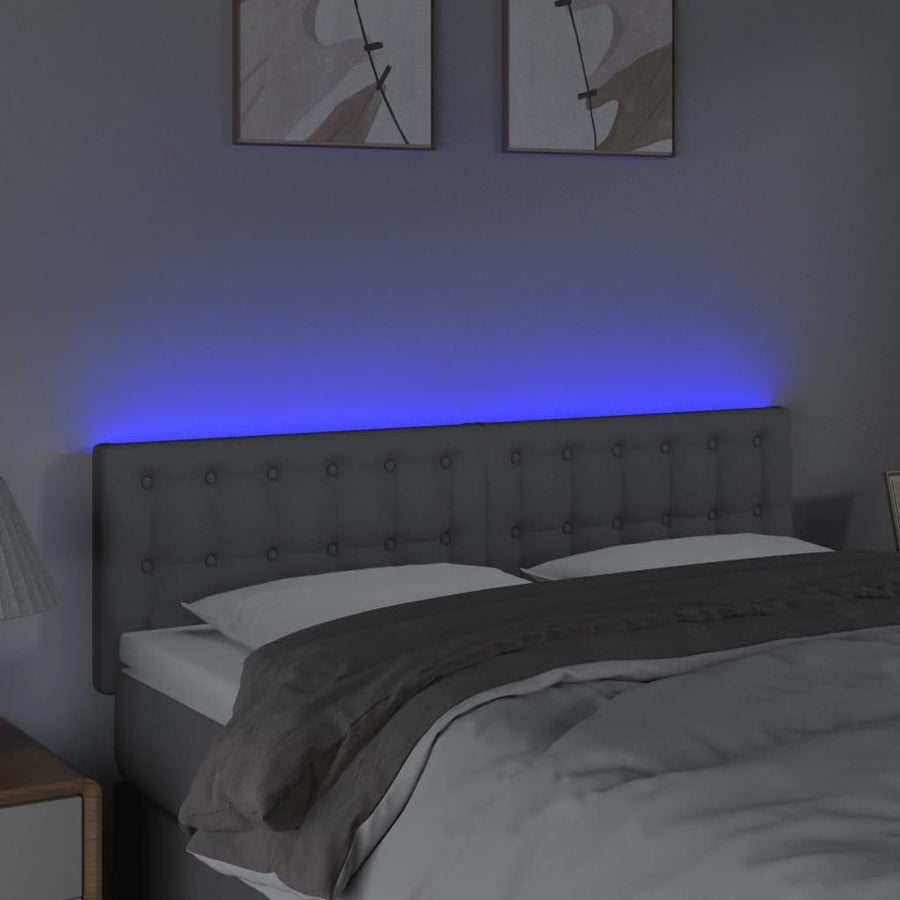 Hoofdbord Led Stof 144 x 5 x 78/88 cm Lichtgrijs