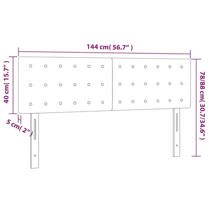 Hoofdbord Led Stof 144 x 5 x 78/88 cm Lichtgrijs