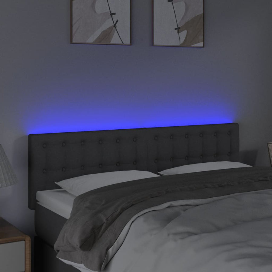 Hoofdbord Led Stof 1 144 x 5 x 78/88 cm Donkergrijs