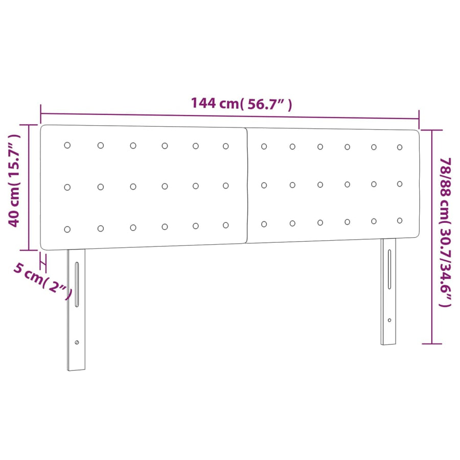 Hoofdbord Led Stof 1 144 x 5 x 78/88 cm Donkergrijs