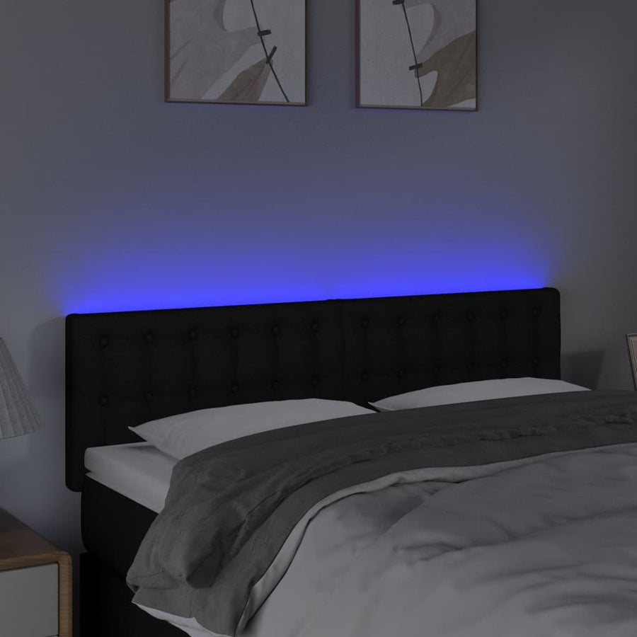 Hoofdbord Led Stof 144 x 5 x 78/88 cm Zwart