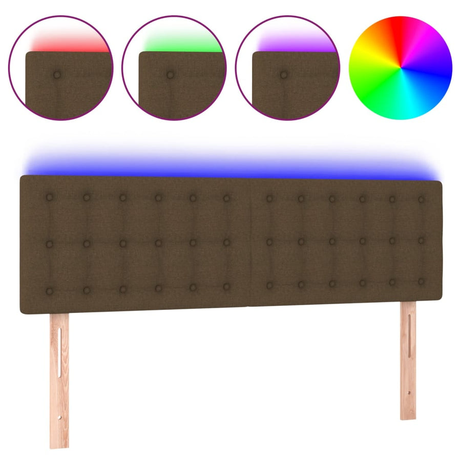 Hoofdbord LED 144x5x78/88 cm stof donkerbruin 144 x 5 x 78/88 cm Donkerbruin