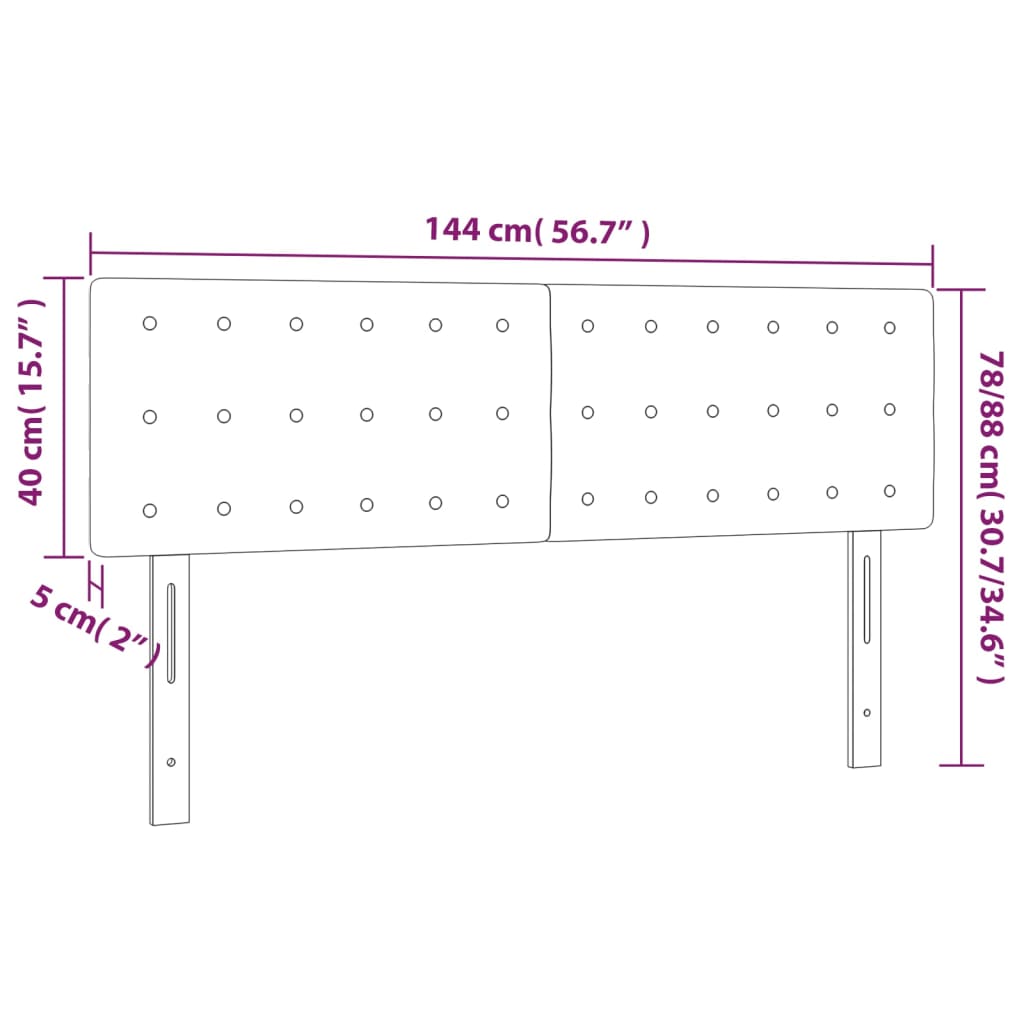Hoofdbord LED 144x5x78/88 cm stof donkerbruin 144 x 5 x 78/88 cm Donkerbruin