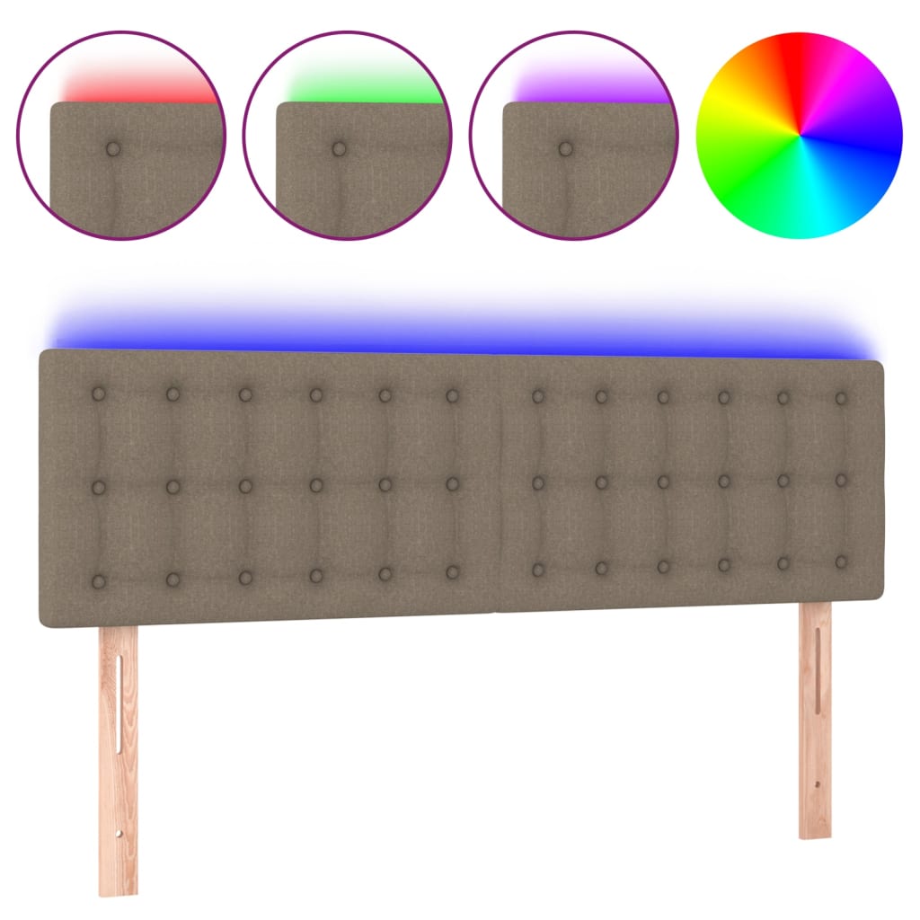 Hoofdbord LED 144x5x78/88 cm stof taupe 144 x 5 x 78/88 cm Taupe