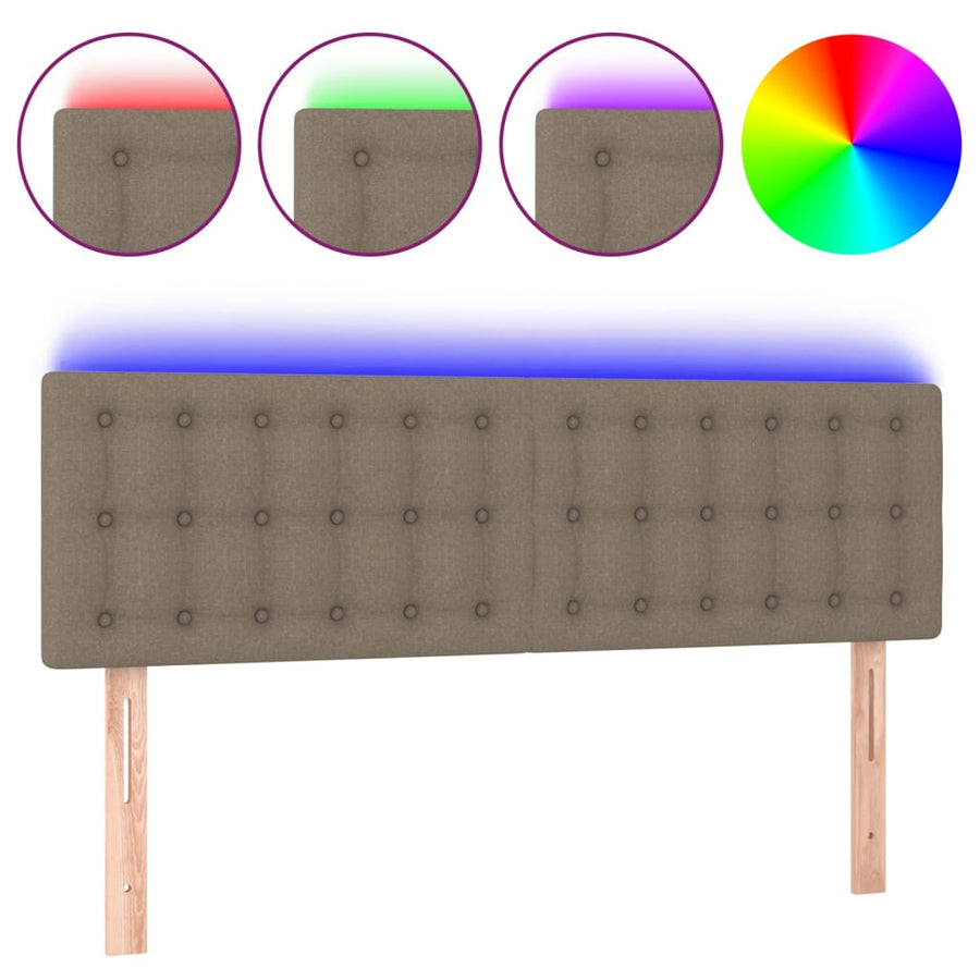 Hoofdbord LED 144x5x78/88 cm stof taupe 144 x 5 x 78/88 cm Taupe