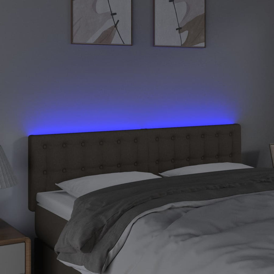 Hoofdbord LED 144x5x78/88 cm stof taupe 144 x 5 x 78/88 cm Taupe