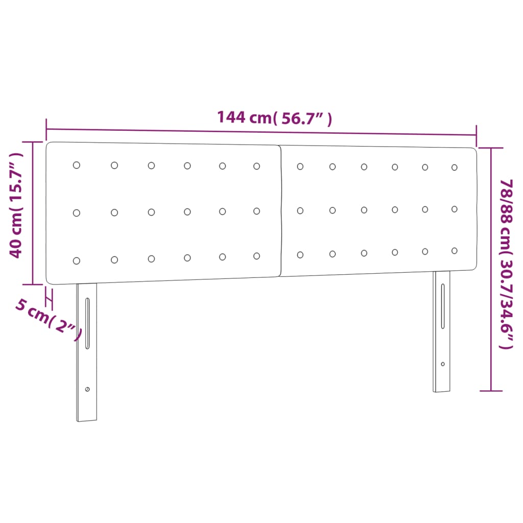Hoofdbord LED 144x5x78/88 cm stof taupe 144 x 5 x 78/88 cm Taupe
