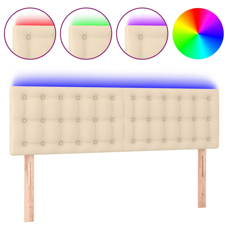 Hoofdbord LED 144x5x78/88 cm stof crèmekleurig 144 x 5 x 78/88 cm Crème