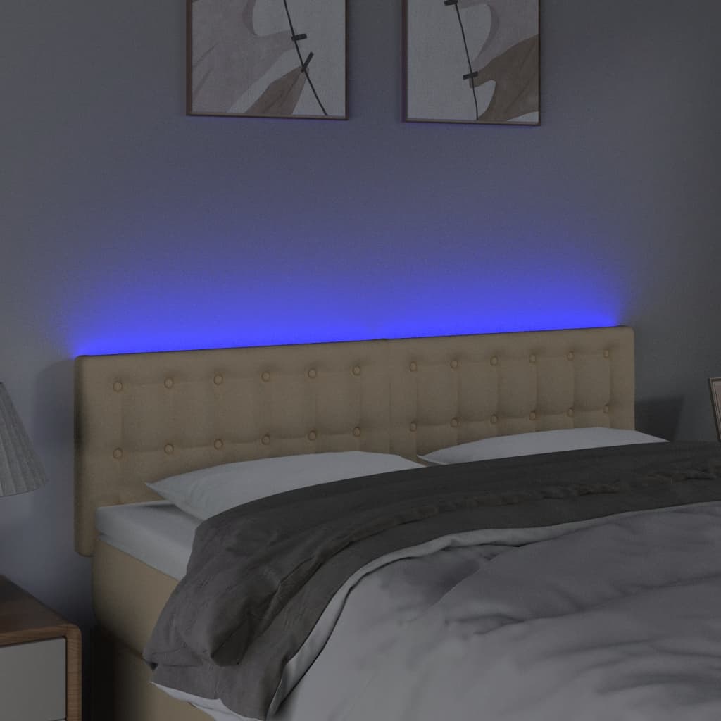 Hoofdbord LED 144x5x78/88 cm stof crèmekleurig 144 x 5 x 78/88 cm Crème