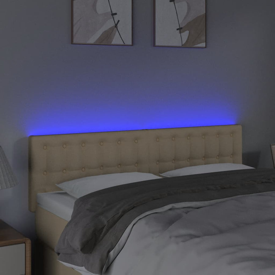 Hoofdbord LED 144x5x78/88 cm stof crèmekleurig 144 x 5 x 78/88 cm Crème