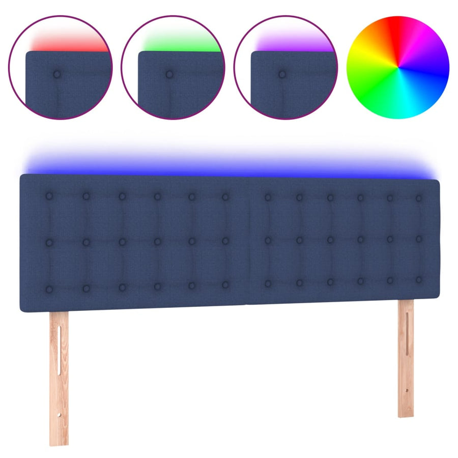Hoofdbord Led Stof 144 x 5 x 78/88 cm Blauw