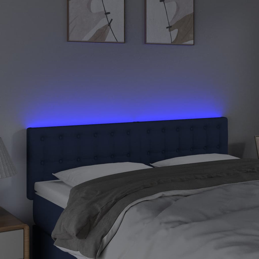 Hoofdbord Led Stof 144 x 5 x 78/88 cm Blauw