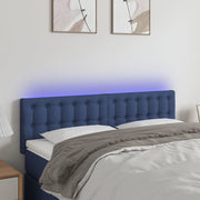 Hoofdbord 144x5x78/88 cm stof blauw LED