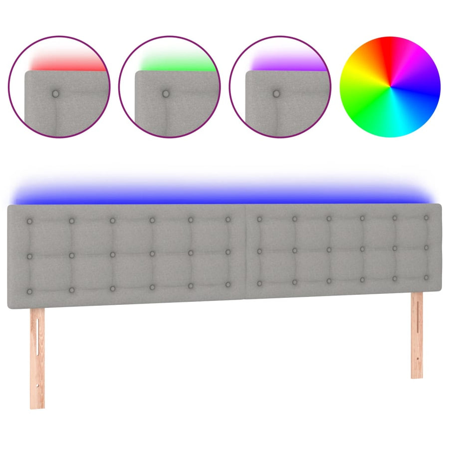 Hoofdbord Led Stof 160 x 5 x 78/88 cm Lichtgrijs