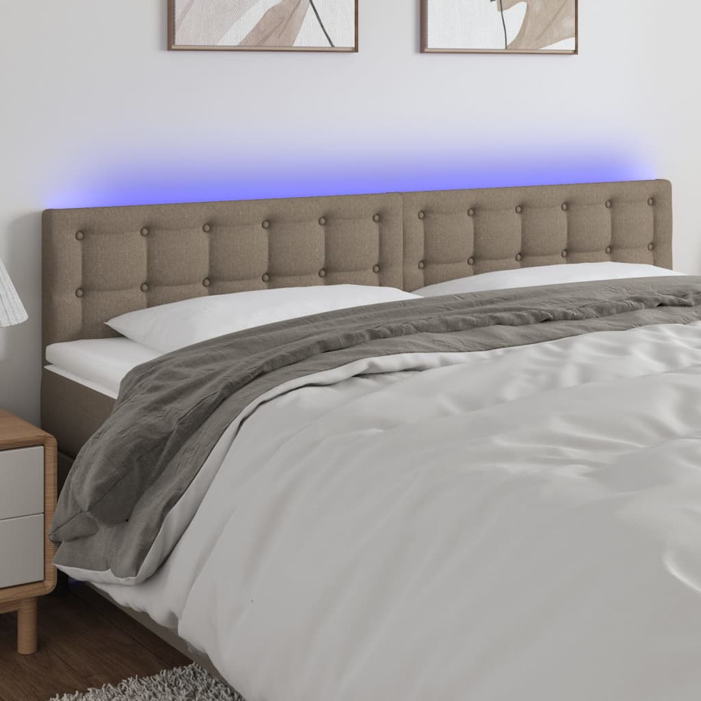 Hoofdbord LED 160x5x78/88 cm stof taupe