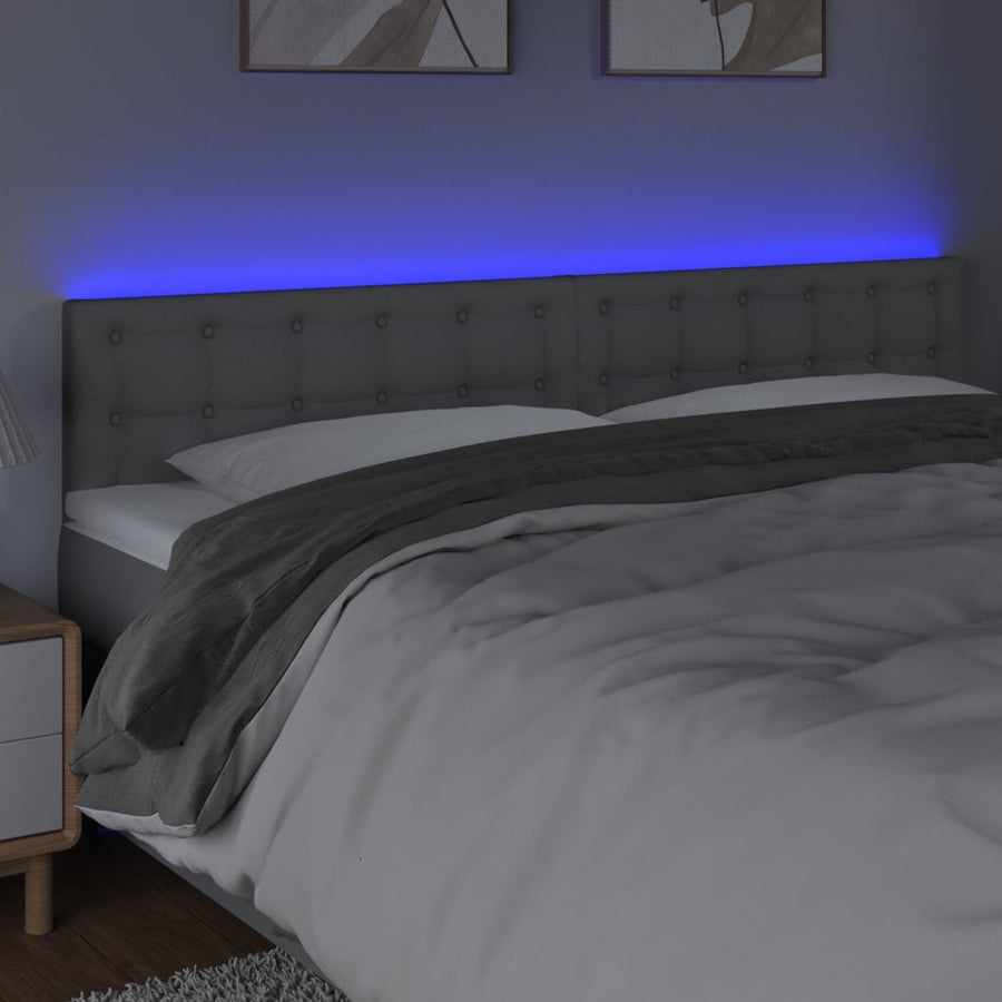 Hoofdbord Led Stof 180 x 5 x 78/88 cm Lichtgrijs