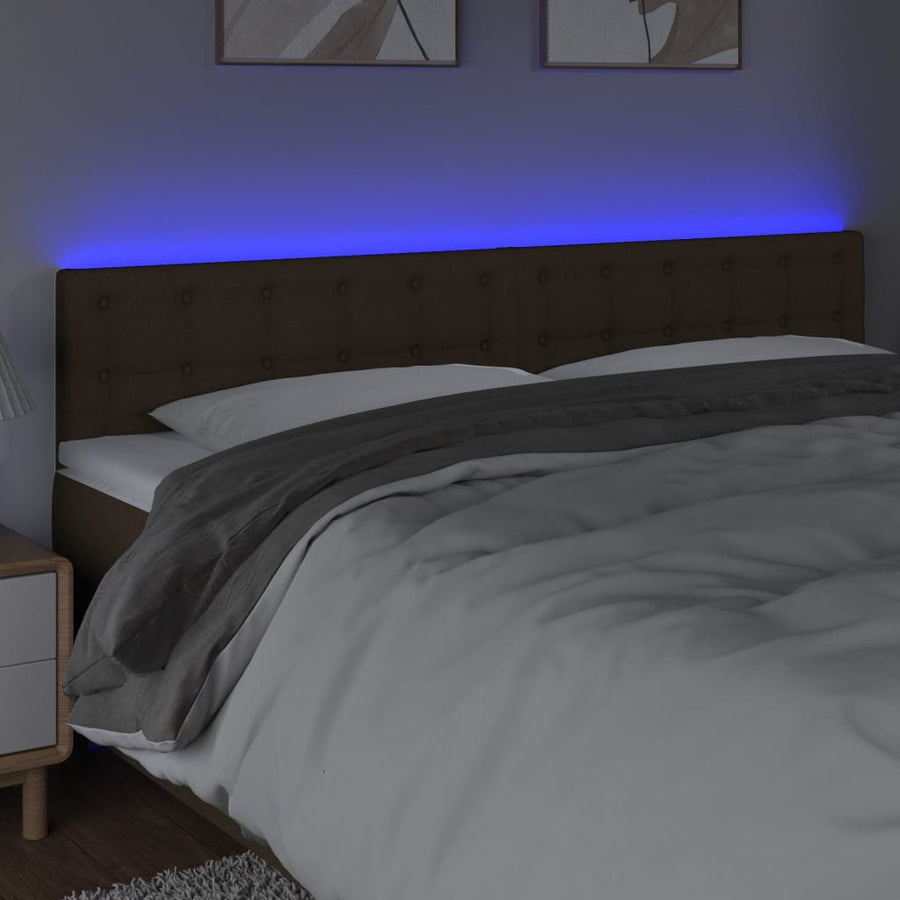 Hoofdbord Led Stof 180 x 5 x 78/88 cm Donkerbruin