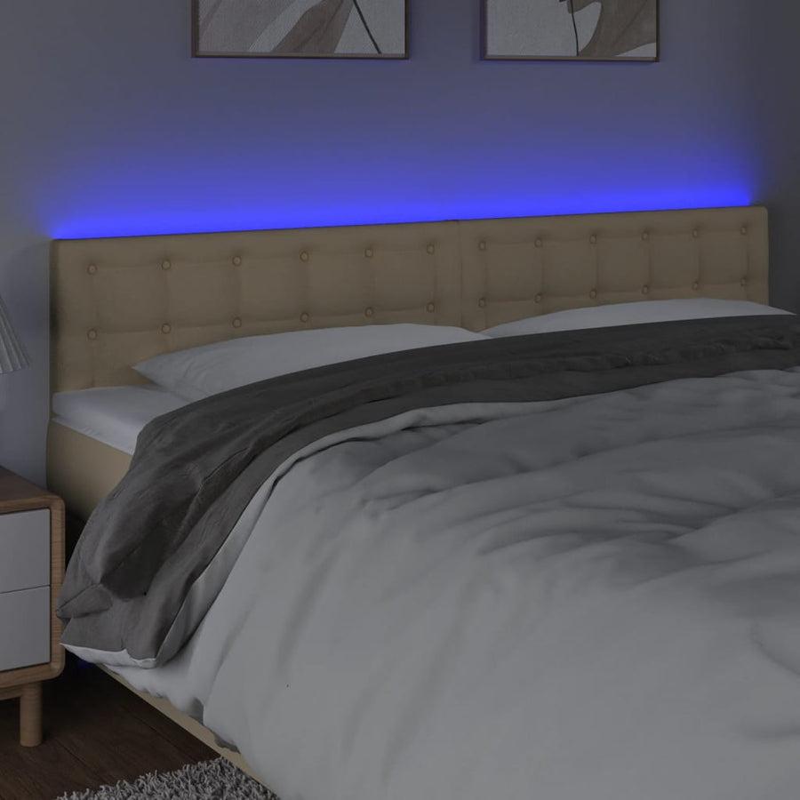 Hoofdbord Led 180X5X78/88 Cm Stof Crèmekleurig 180 x 5 x 78/88 cm
